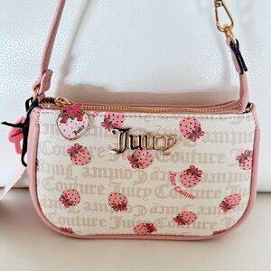 NWT JUICY COUTURE BERRY SWEET CONVERTIBLE WRISTLET SHOULDER BAG CREAM PINK